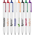 White Barrel Clicker Stick Promotional Pen